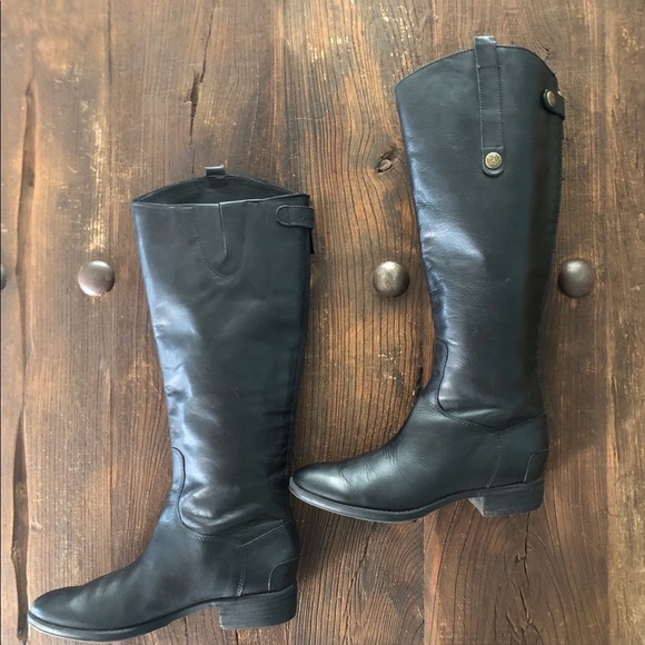 Sam Edelman Penny Black Leather Tall Riding Boots - Picture 6 of 17